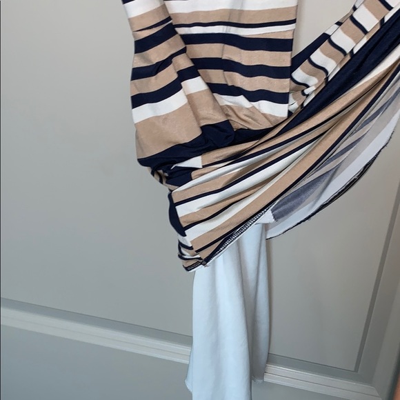 SELF Cross Back Backless Maxi Dress Tan/Wht/Blue - Picture 6 of 6